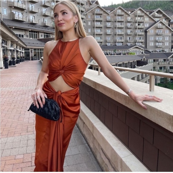 NWT Andrea Iyamah Orange Dress | Luxury Resortwear | Coastal Vacay | Cut Out - Picture 5 of 17